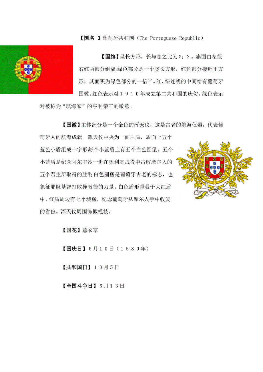 欧洲国家葡萄牙概况_第1页