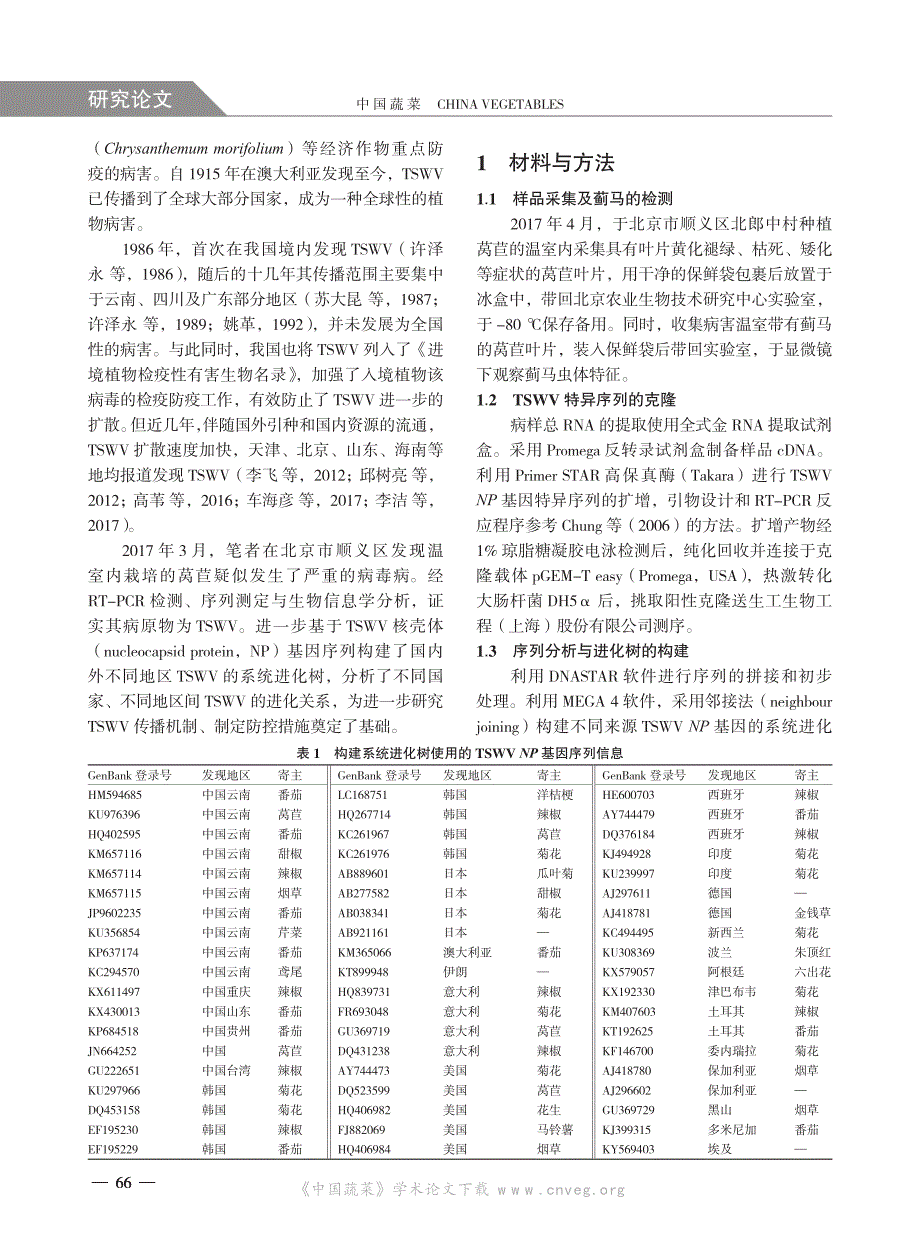 北京地区莴苣中番茄斑萎病毒的鉴定_第2页