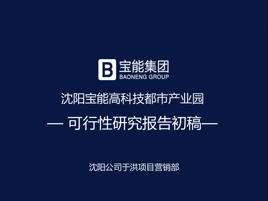 沈阳宝能高科技都市产业园可行性研究报告_第1页