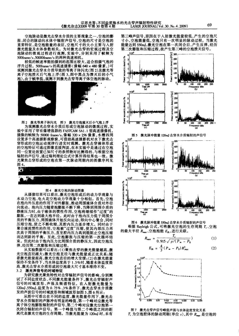 不同盐度海水的光击穿声辐射特性研究_第2页