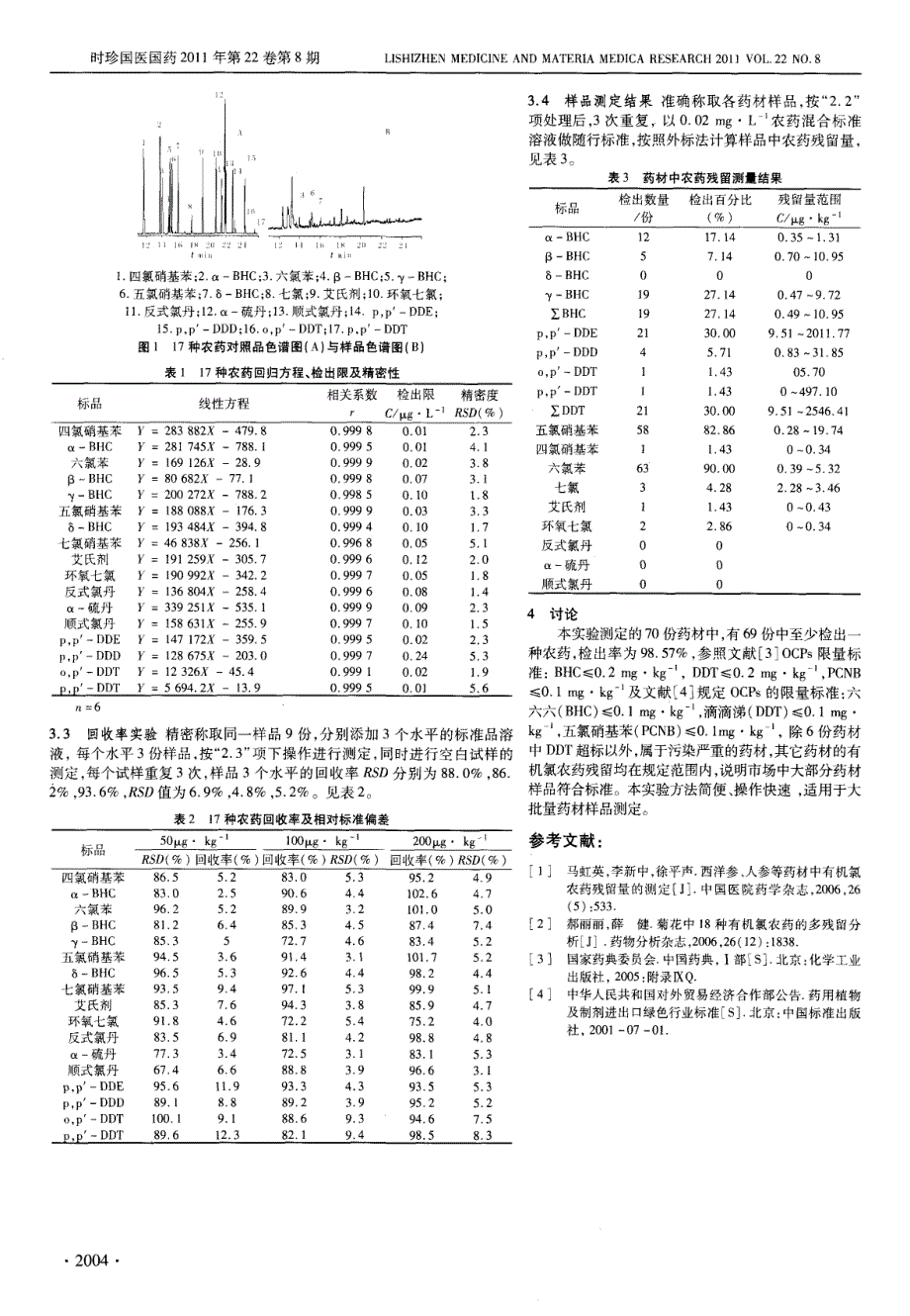 不同中药材中有机氯农药残留量测定_第2页