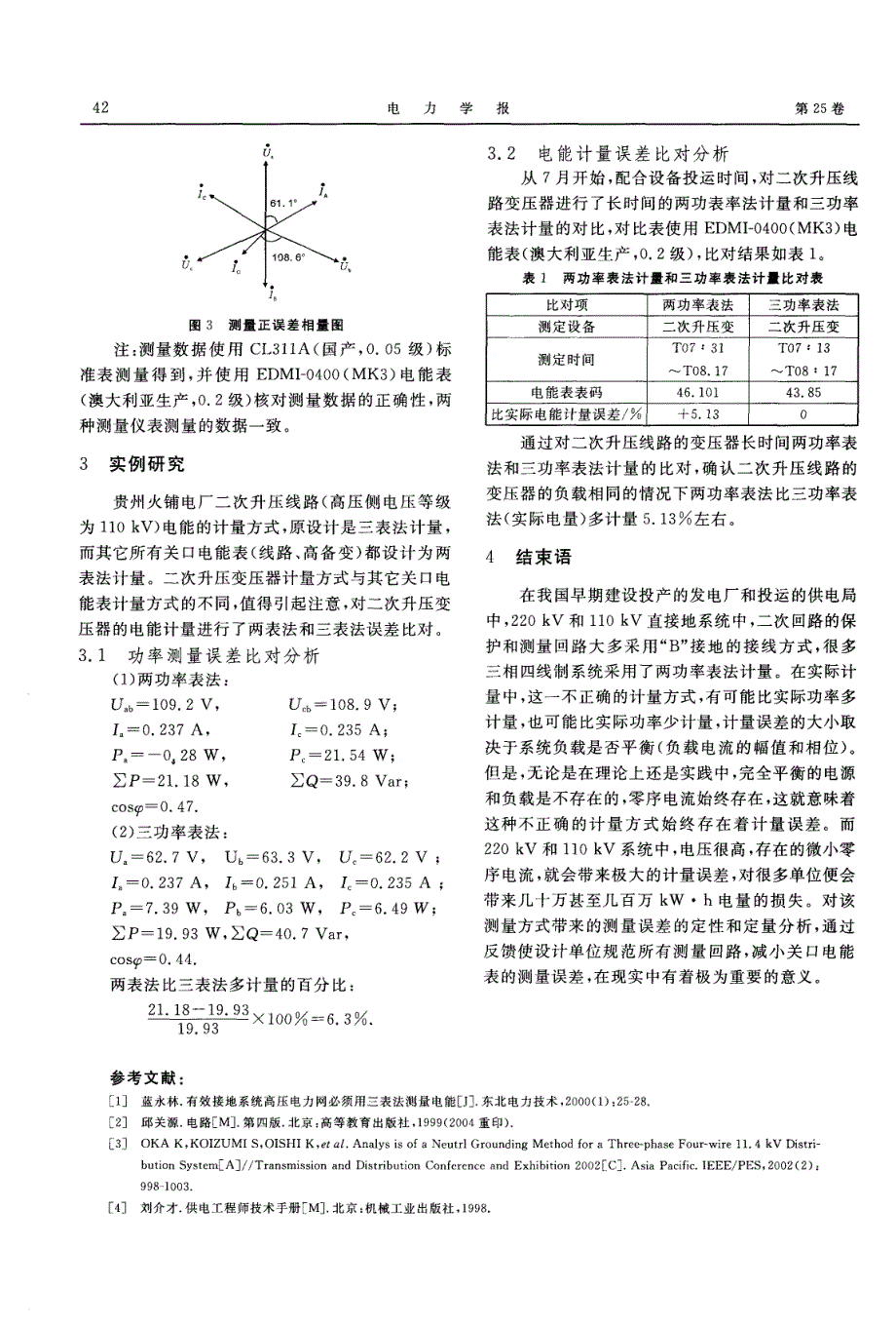 三相四线制电路中采用两功率表法计量引起的计量误差分析_第3页