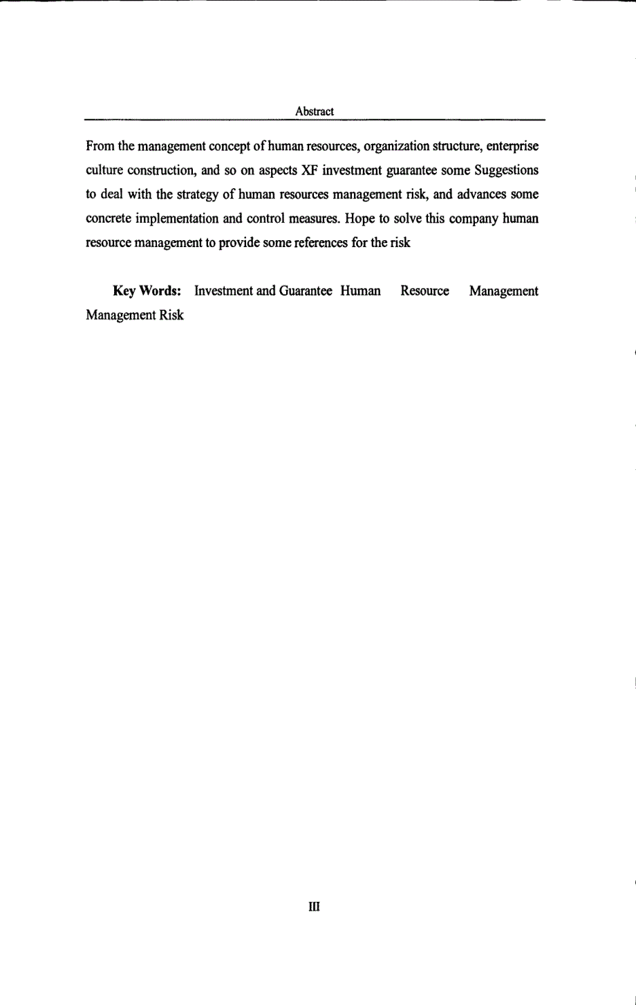 XF投资担保公司人力资源风险管理研究_第3页
