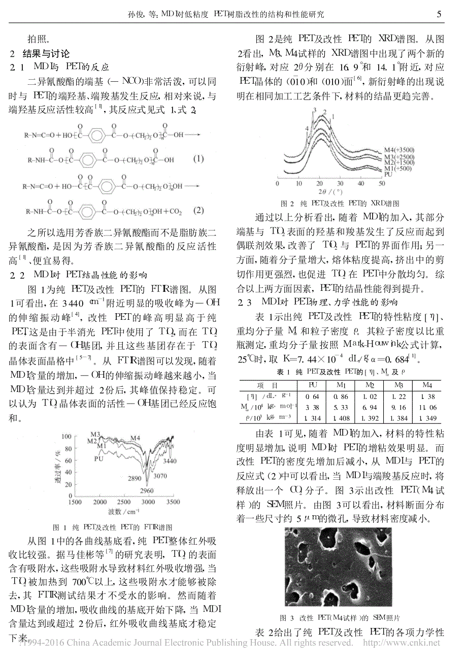 MDI对低粘度PET树脂改性的结构和性能研究_孙俊_第2页