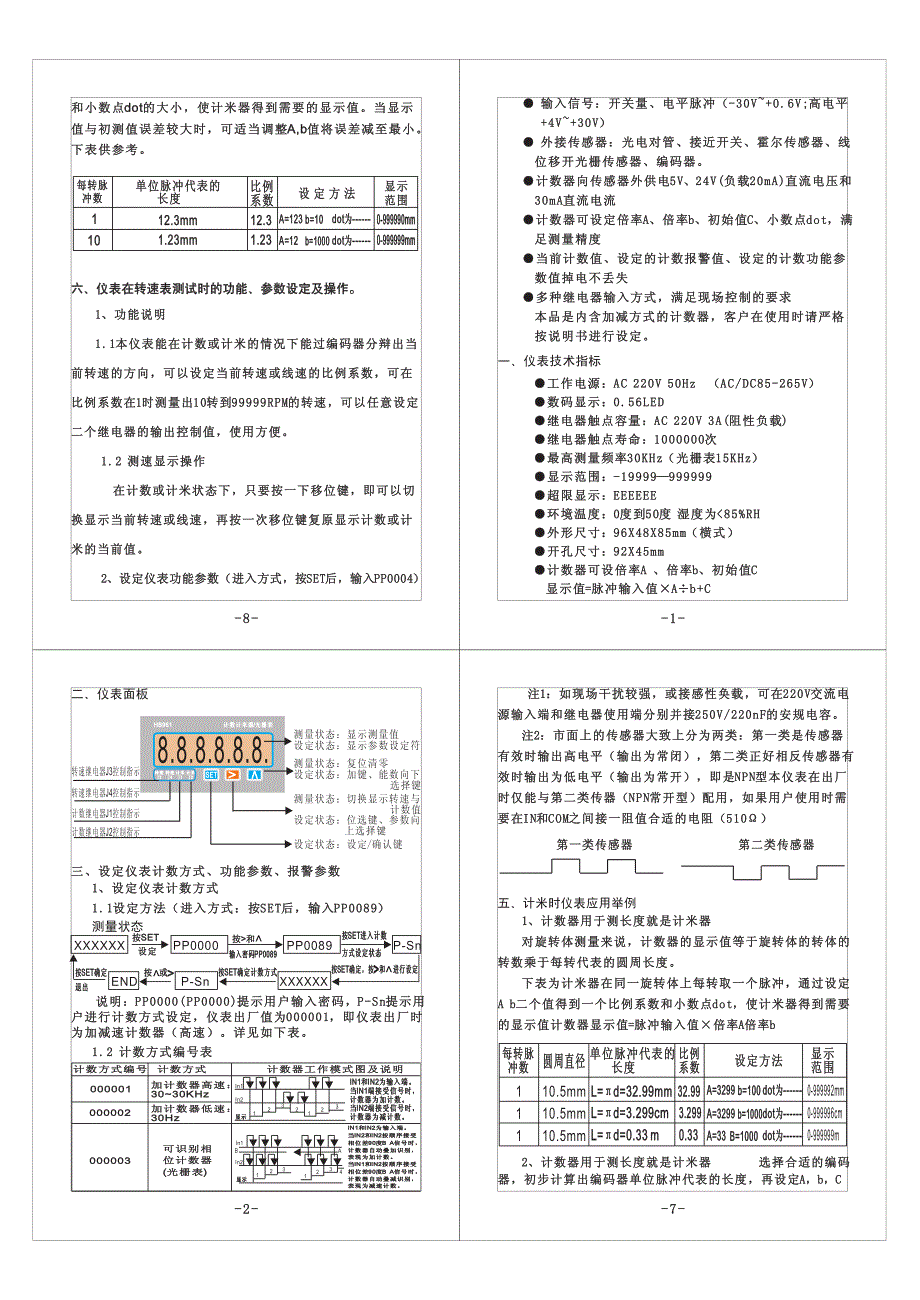 HB961计米计数光栅表说明书 - 副本 (1)_第2页