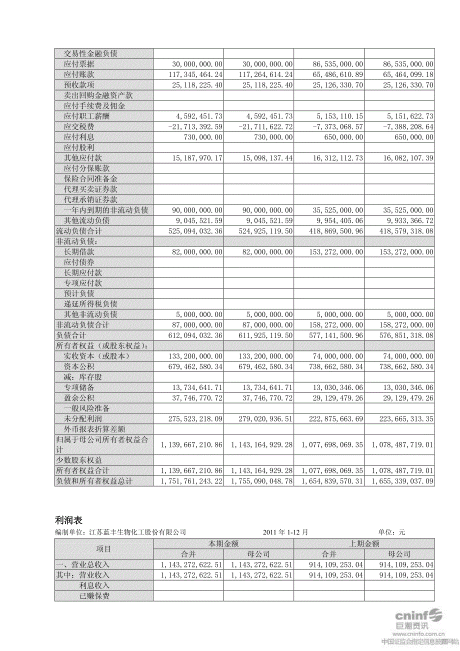 蓝丰生化：2011年年度审计报告_第4页