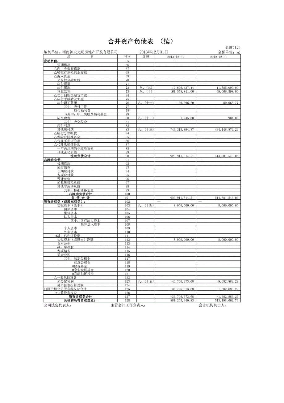 河南神火光明房地产开发有限公司2013年度合并财务报表审计报告书_第5页