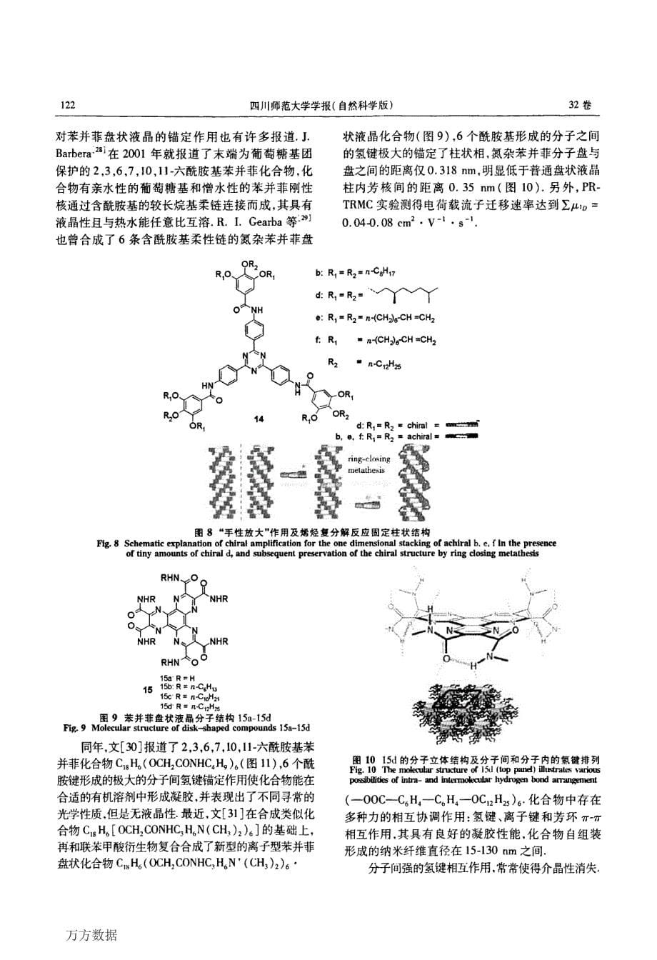 氢键稳定的含酰胺基的盘状液晶研究进展_第5页