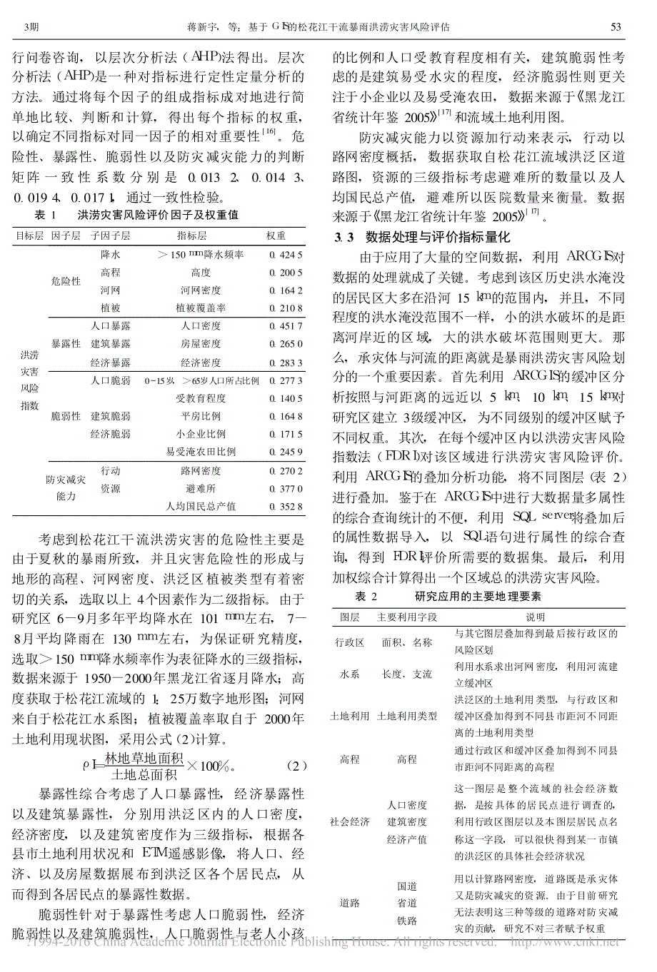 基于GIS的松花江干流暴雨洪涝灾害风险评估_蒋新宇_第3页