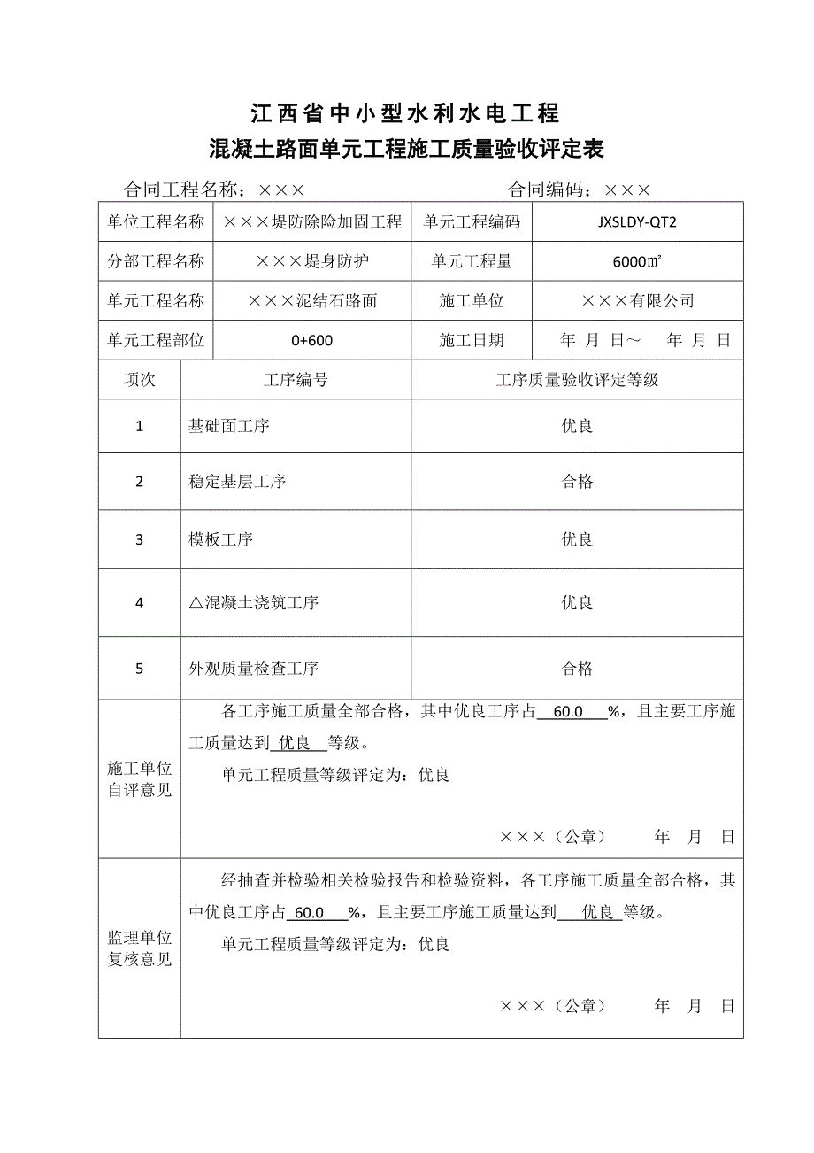 江西省中小型水利水电工程单元工程施工质量验收评定表80362773_第3页