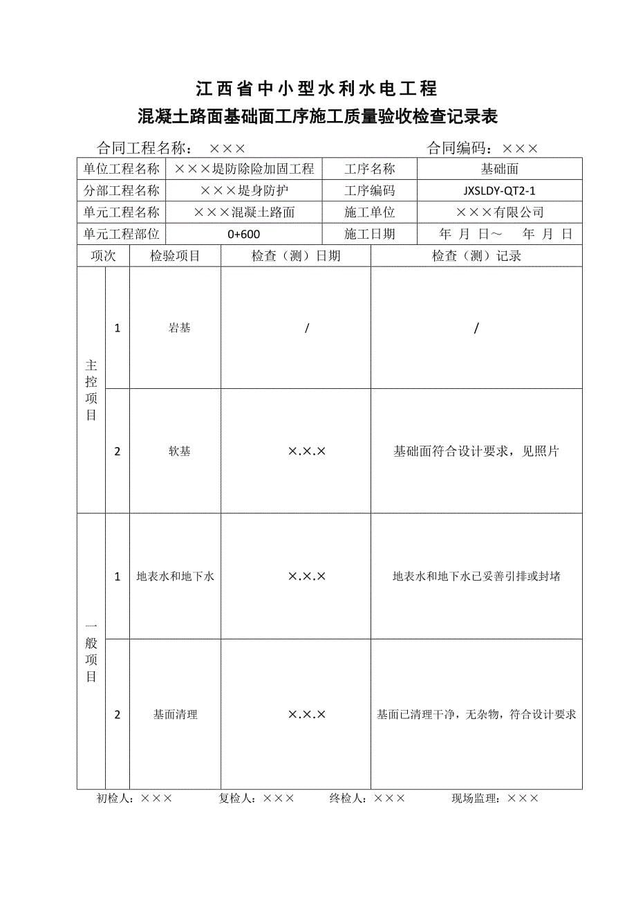 江西省中小型水利水电工程单元工程施工质量验收评定表80362773_第5页