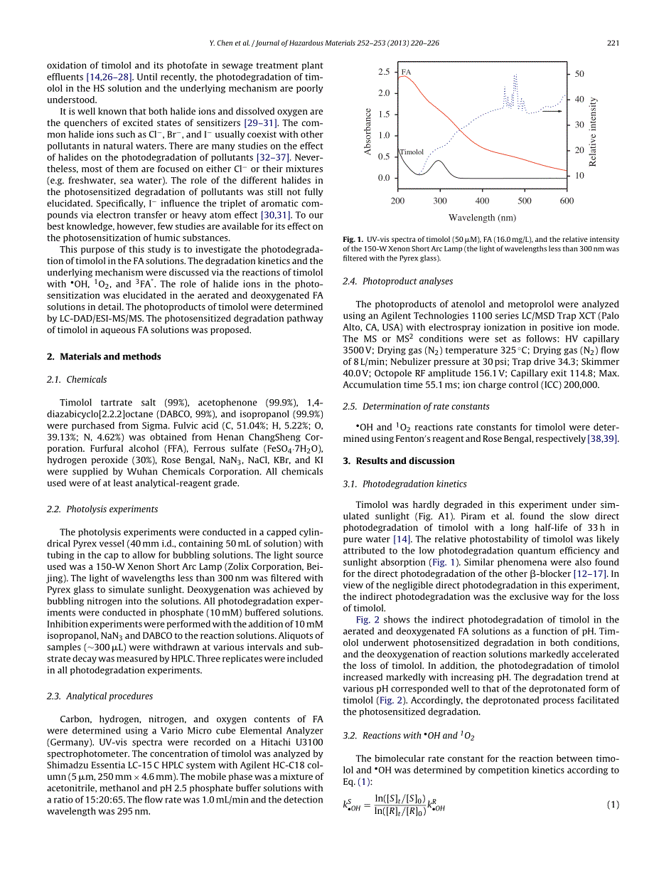 Photodegradation kinetics, products and mechanism o_第2页