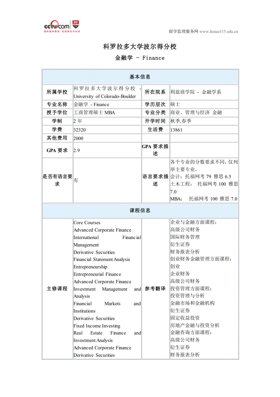 科罗拉多大学波尔得分校金融学硕士申请条件_第1页