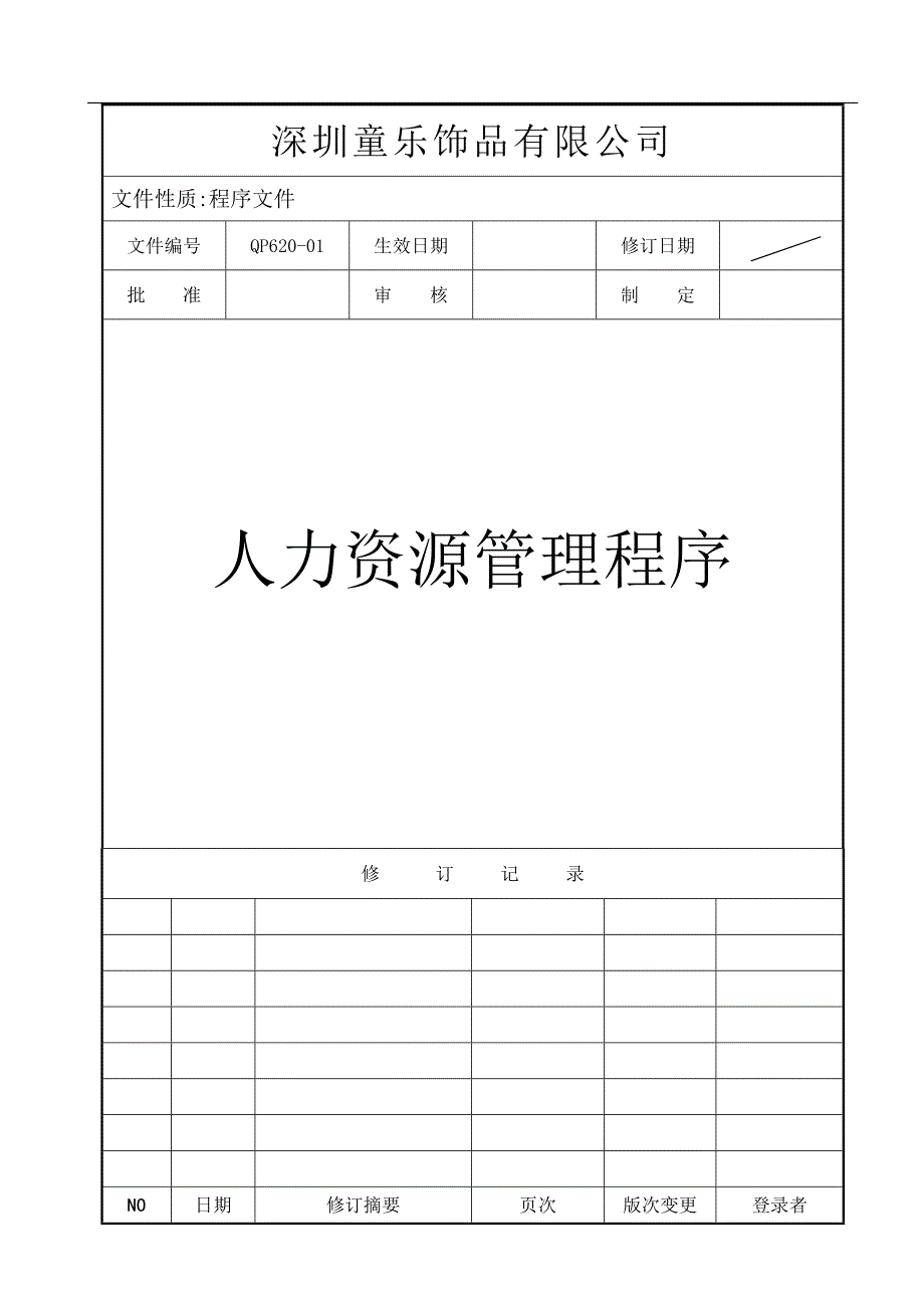 人力资源管理程序-公司年度培训计划表_第1页