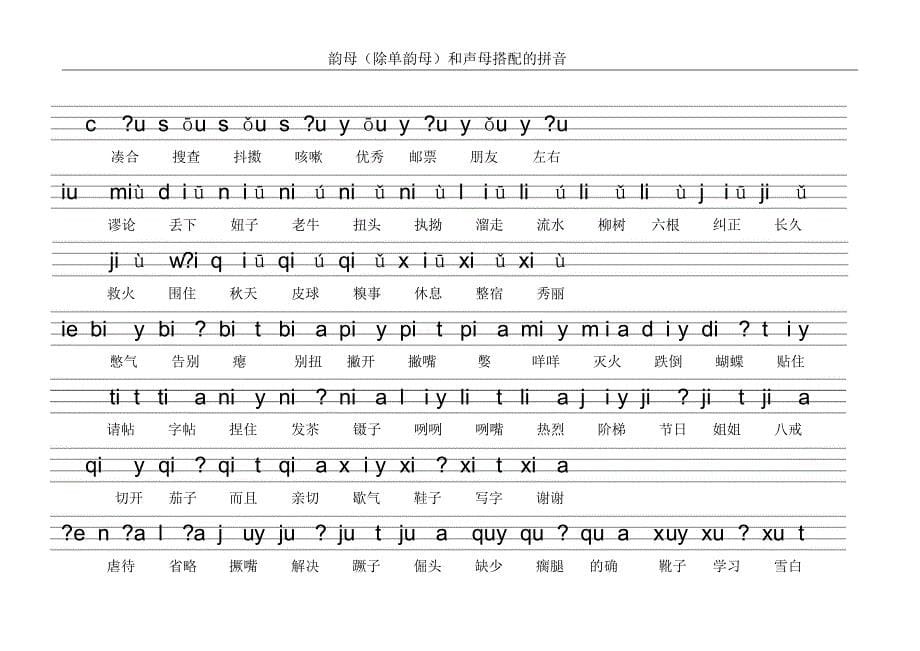 复韵母和声母搭配拼音表_第5页