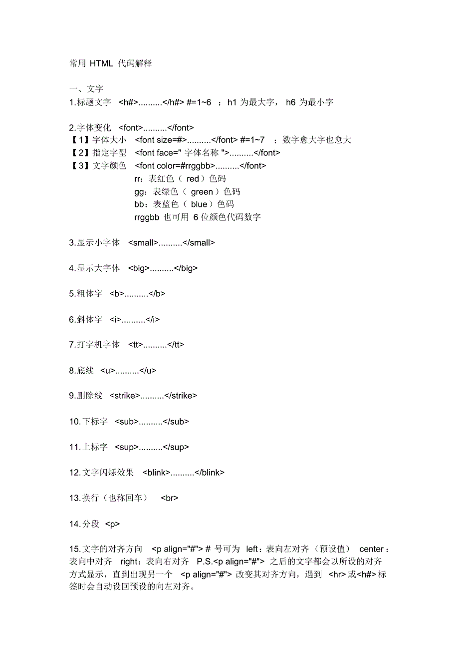 网页设计中最常用HTML代码_第1页