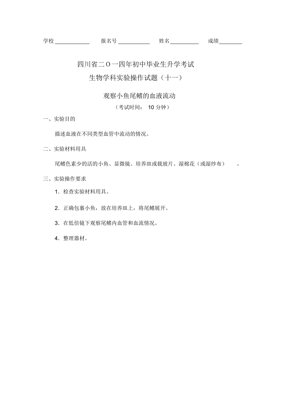 观察小鱼尾鳍的血液流动_第1页