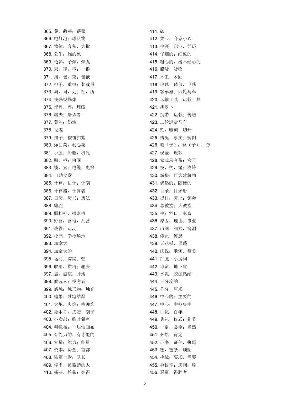 大学英语四级词汇表(只有汉语)_第5页