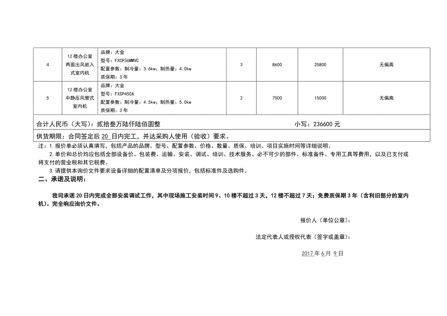 报价单及有关承诺、说明_第2页