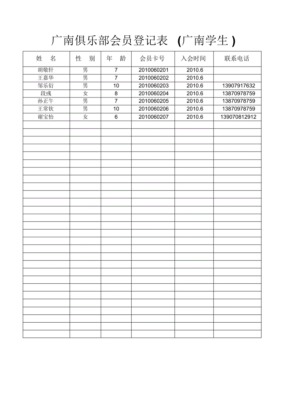 广南俱乐部会员登记表-西湖区教科体局西湖教育首页_第4页