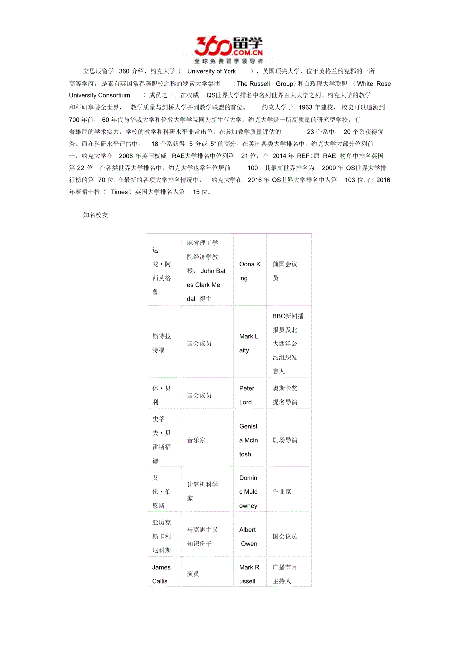 英国约克大学知名校友_第1页