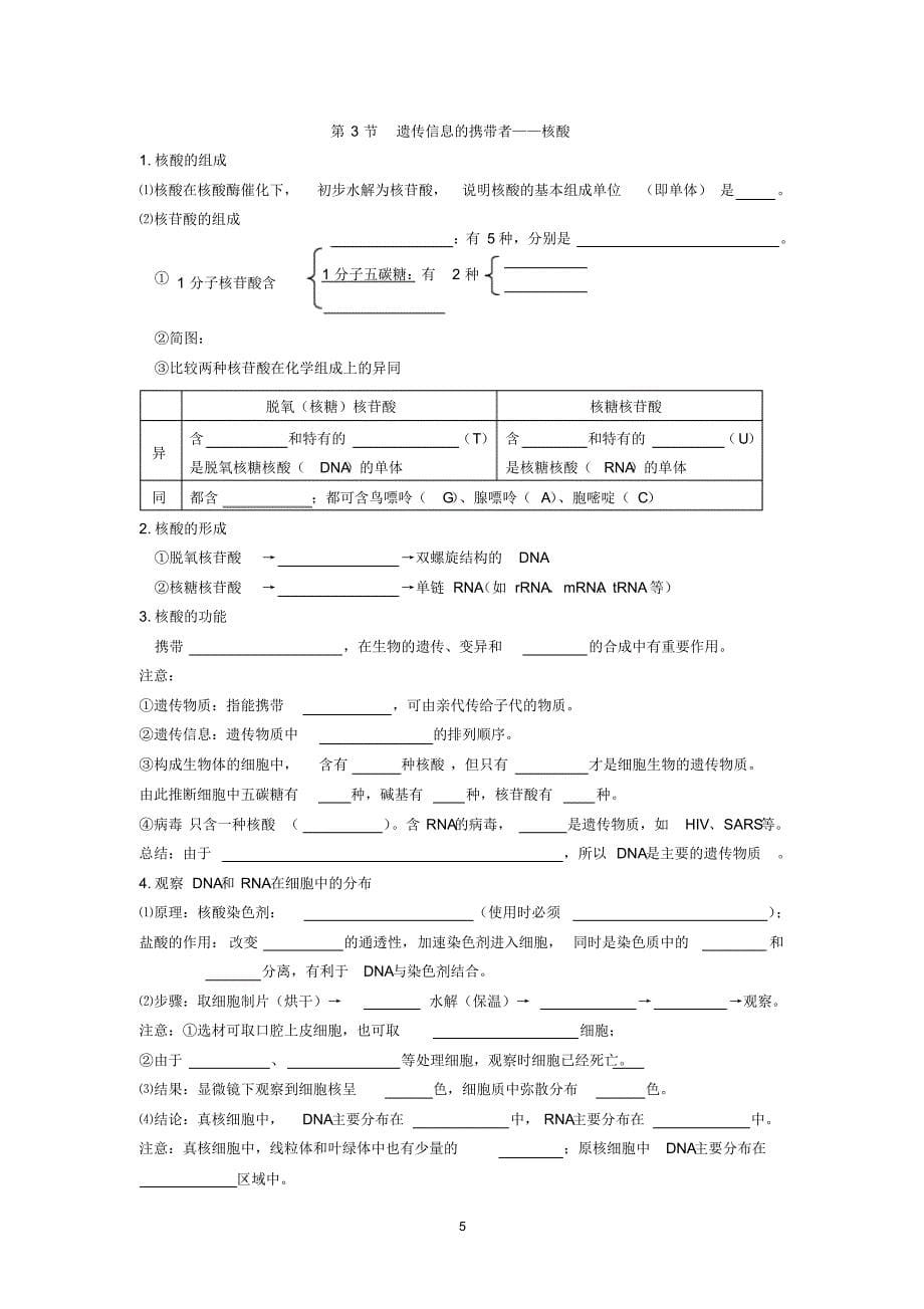 必修一《分子与细胞》必背知识点(人教版)_第5页