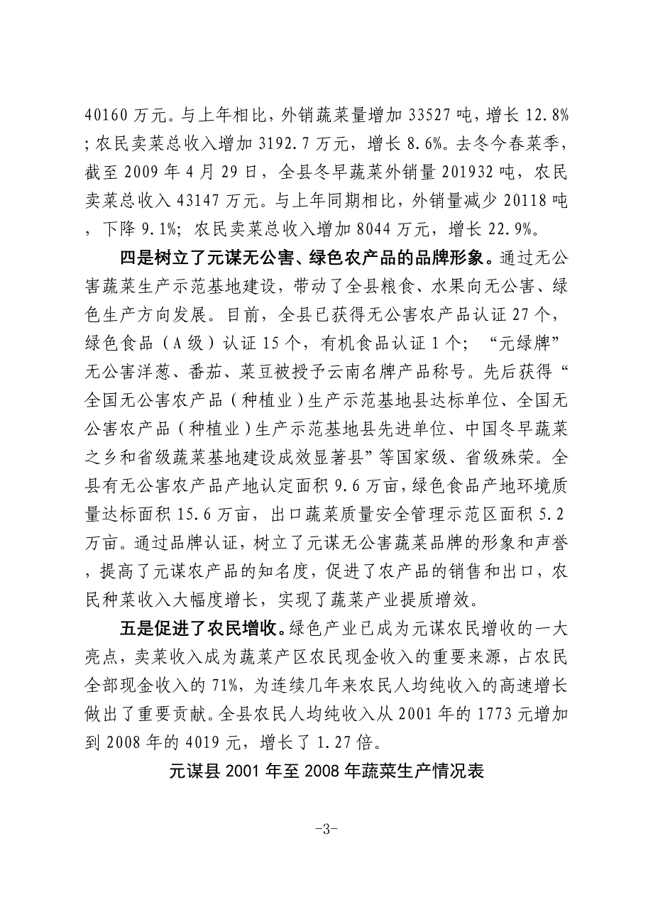 元谋县蔬菜产业发展现状及对策建议_第3页