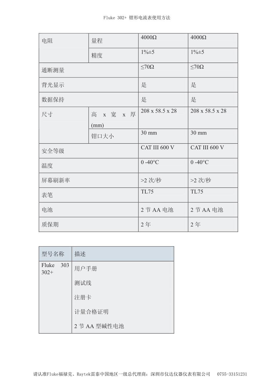 Fluke 302+ 钳形电流表_第2页