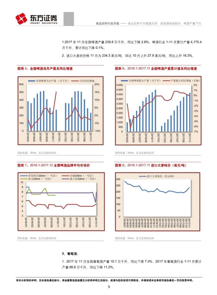 食品饮料行业11月数据点评：高端酒终端挺价，啤酒产量下行_第5页