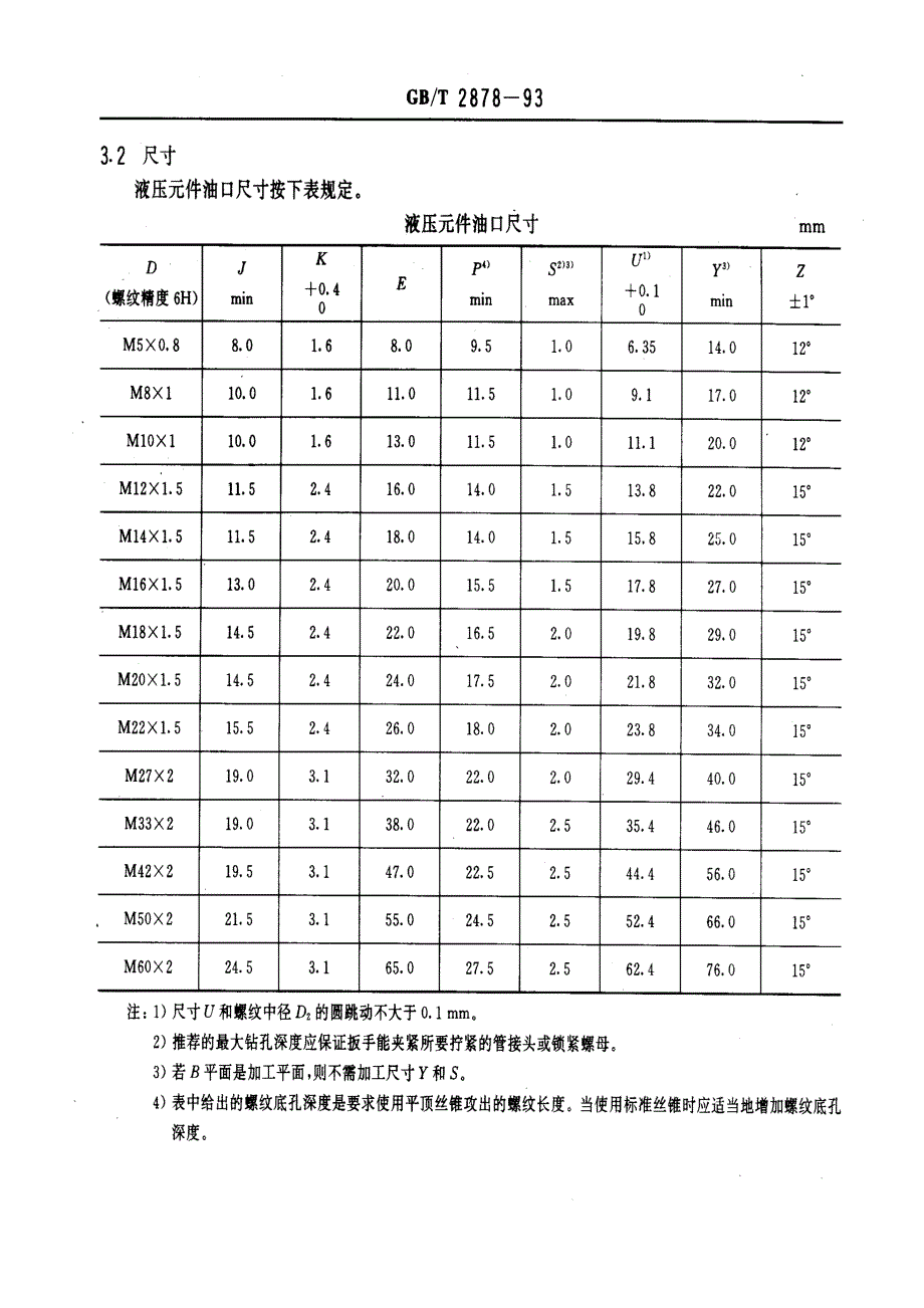 液压元件螺纹连接油口型式与尺寸 _第3页