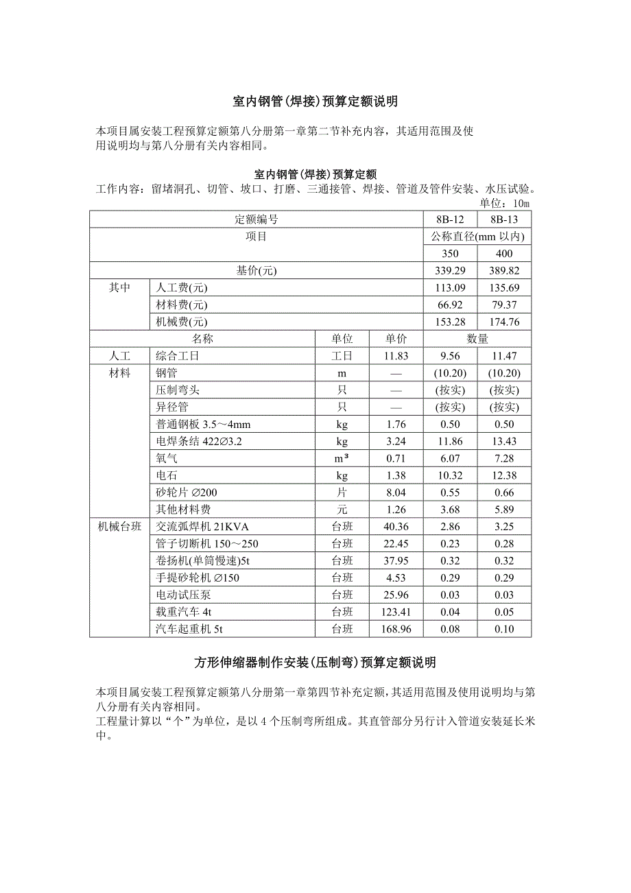 室内钢管(焊接)预算定额说明_第1页