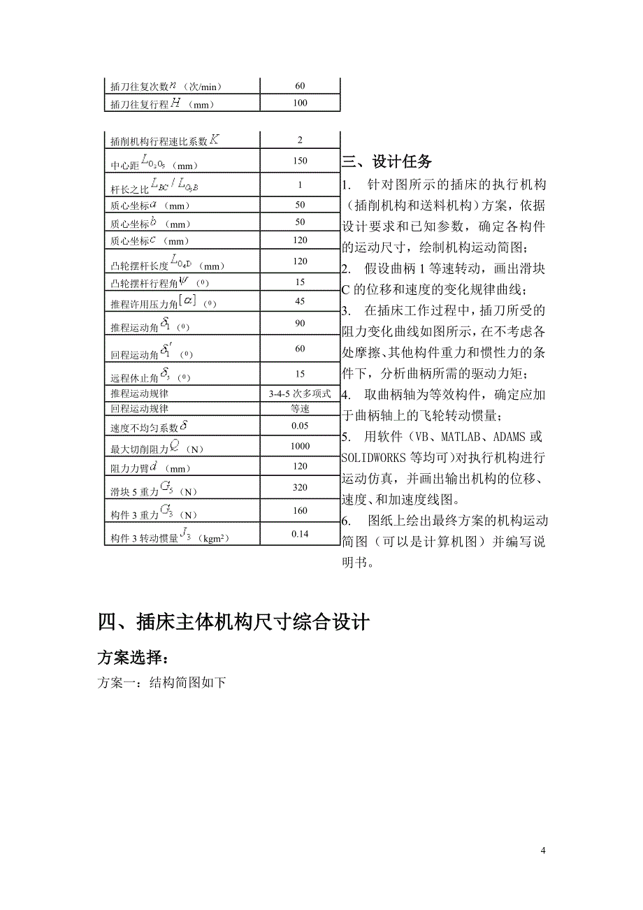 机械原理课程设计-插床机构综合设计说明书_第4页