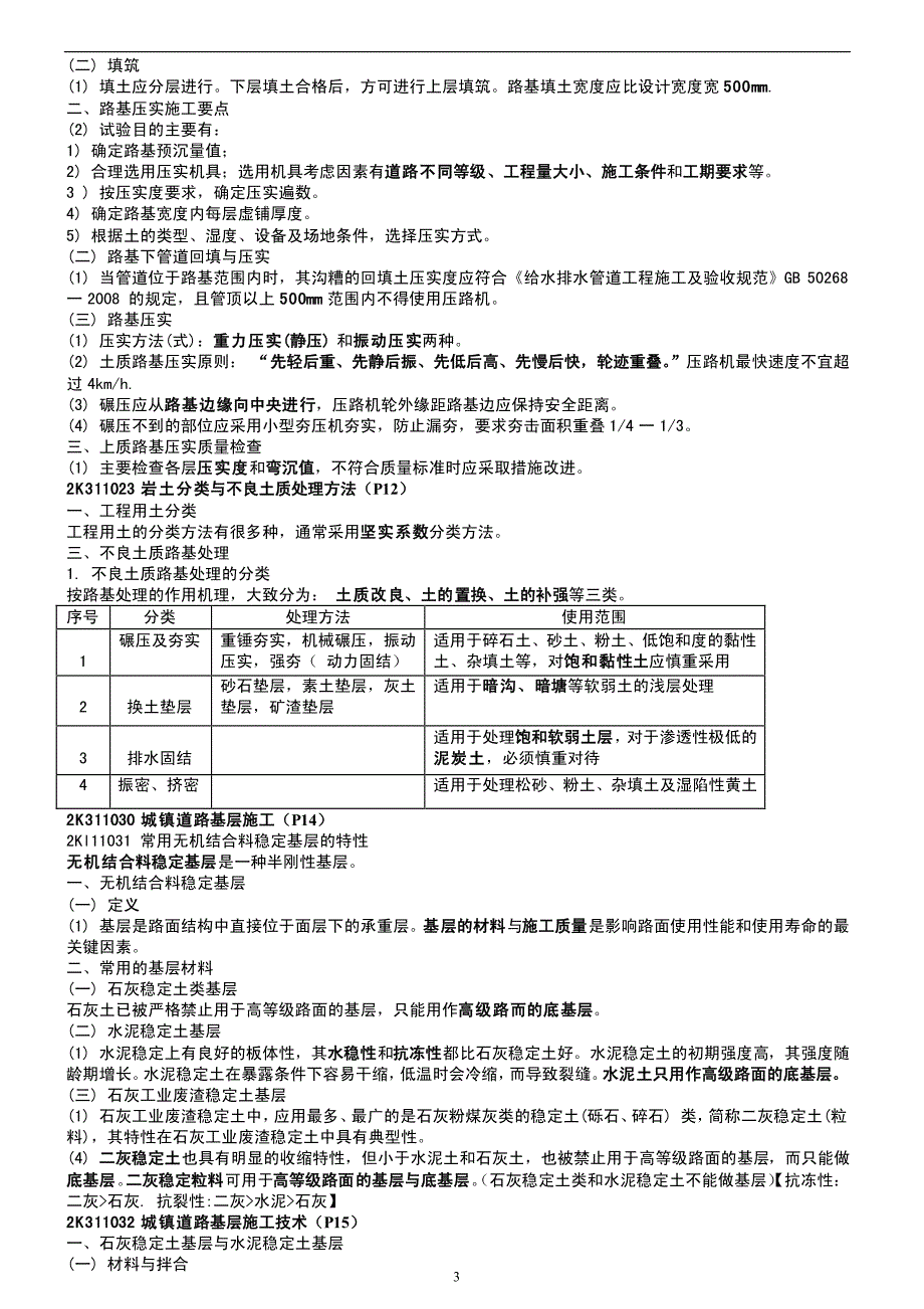 备考2016年二建市政公用工程管理与实务笔记_第3页