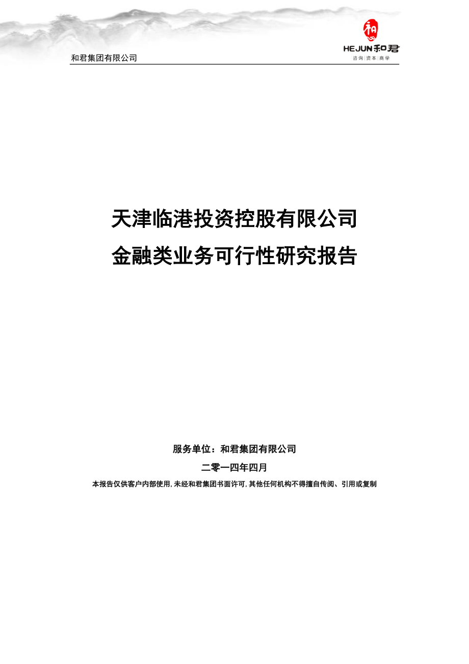 临港控股金融类业务建设项目可研报告_第1页