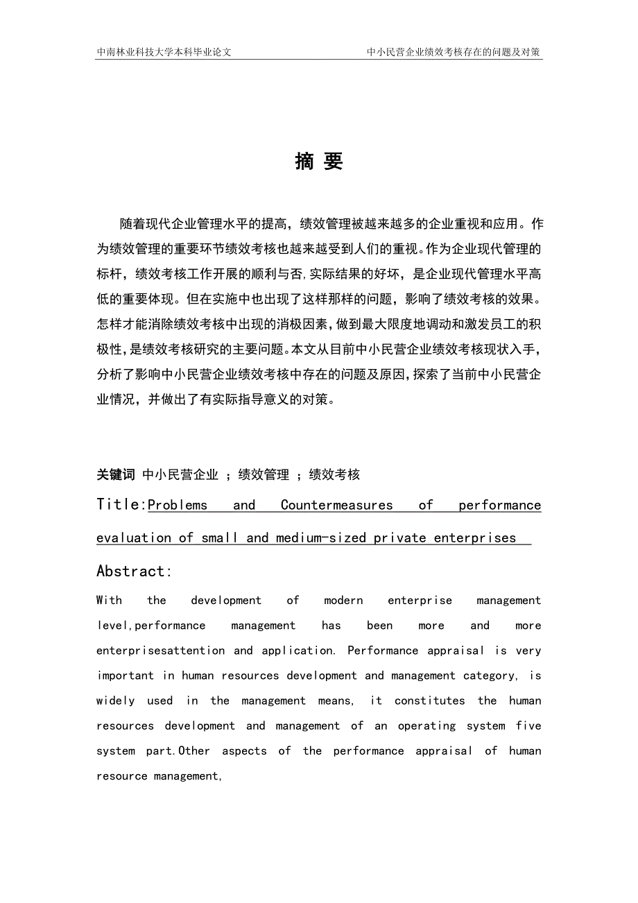 中小民营企业绩效考核存在的问题及对策本科毕业论文_第3页