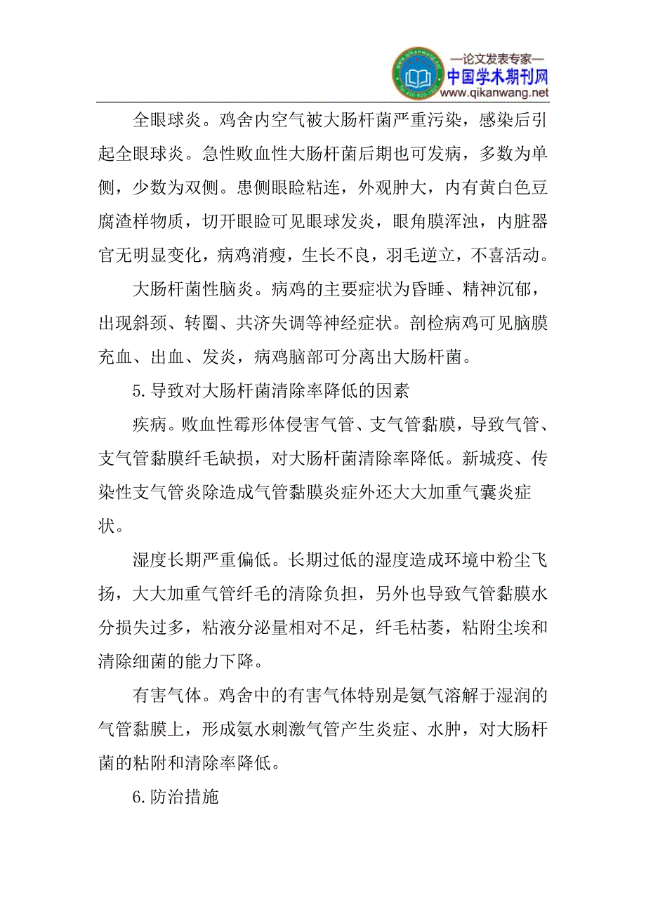 鸡大肠杆菌病论文：鸡大肠杆菌病的临床症状及防治措施_第4页