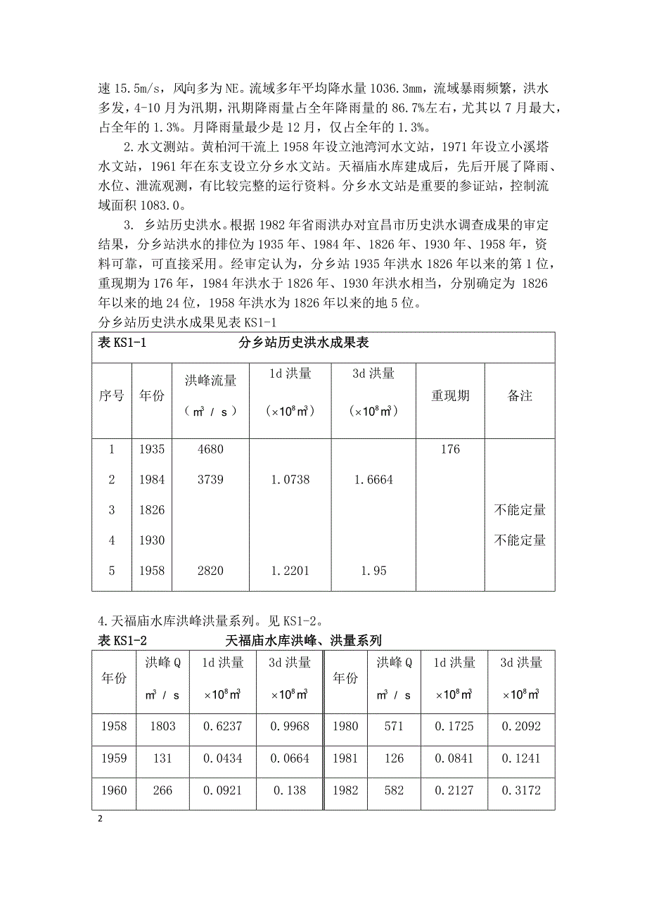 工程水文及水利计算课程设计-天福庙水库防洪复核计算_第2页