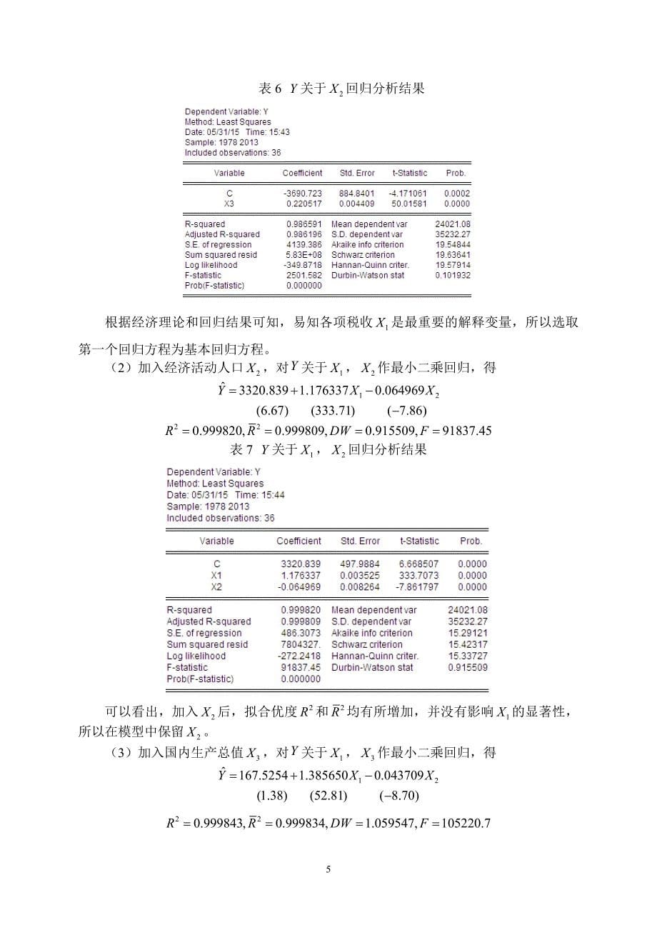 基于多元回归分析方法的财政收入影响因素分析_第5页