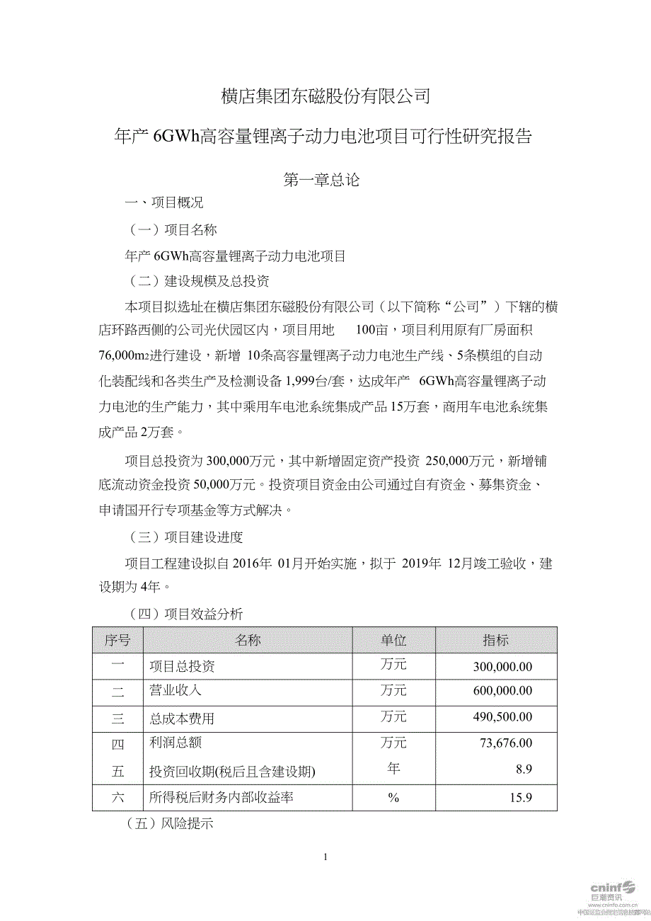 年产6GWh高容量锂离子动力电池项目可行性研究报告_第1页