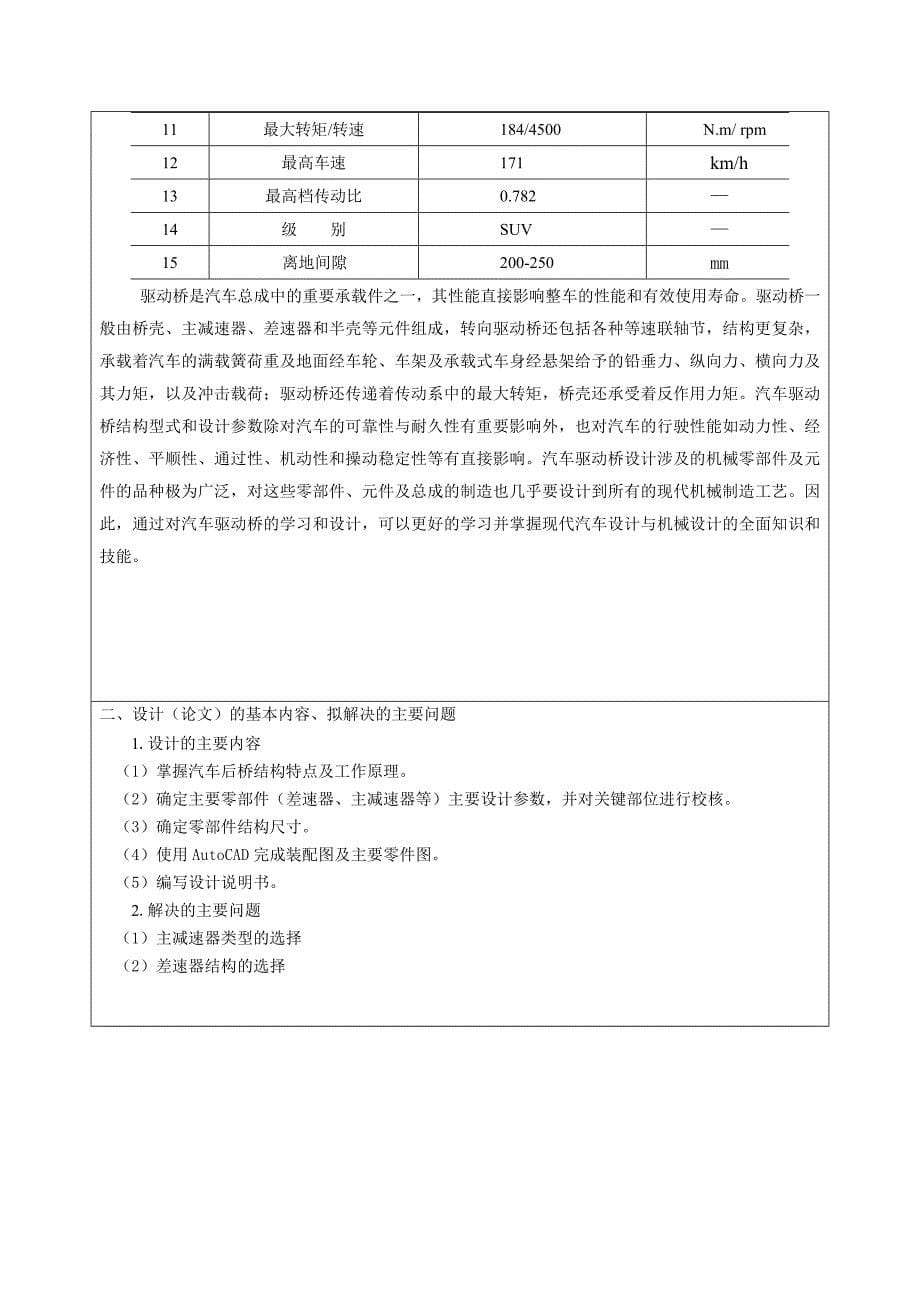 车辆工程毕业设计（论文）开题报告-起亚狮跑驱动桥后桥设计_第5页