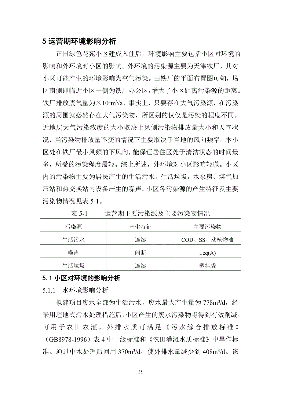 （案例）某小区建设项目运营期环境影响分析（改）_第1页