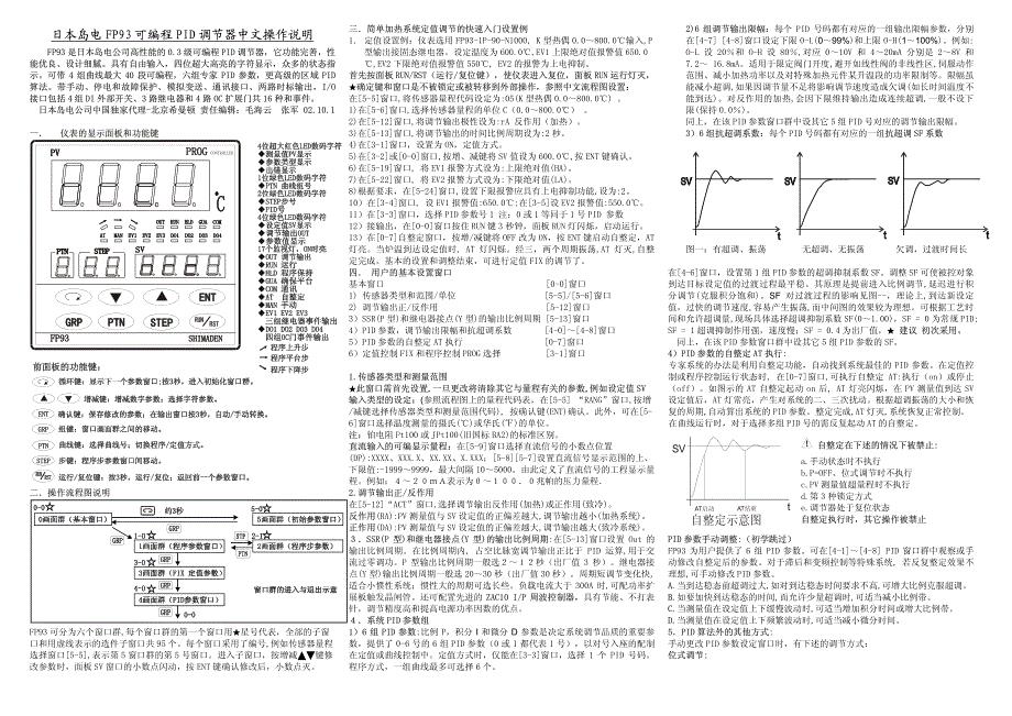 日本岛电FP93调节器中文操作说明