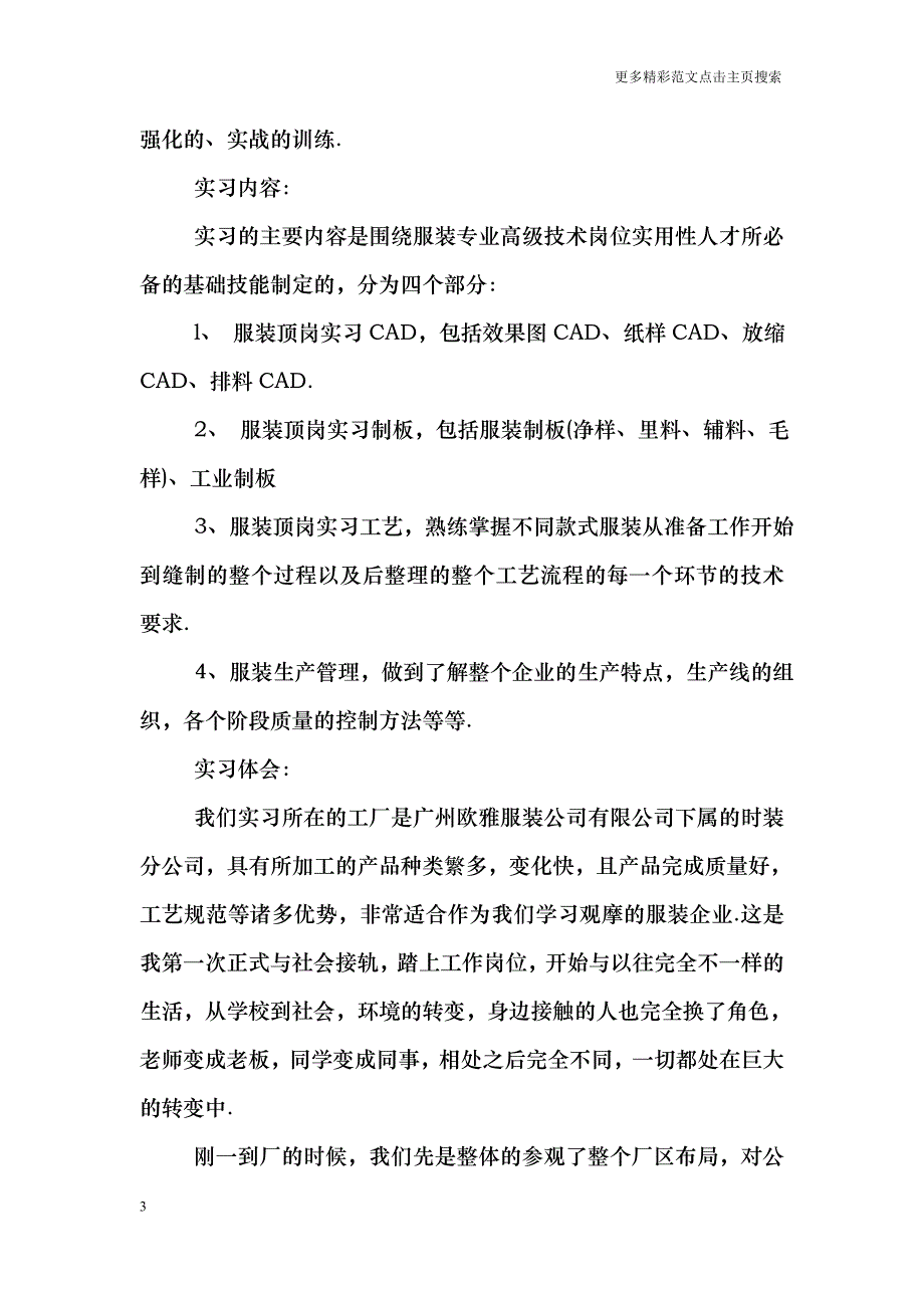 服装设计专业大学生实习总结报告_0_第3页