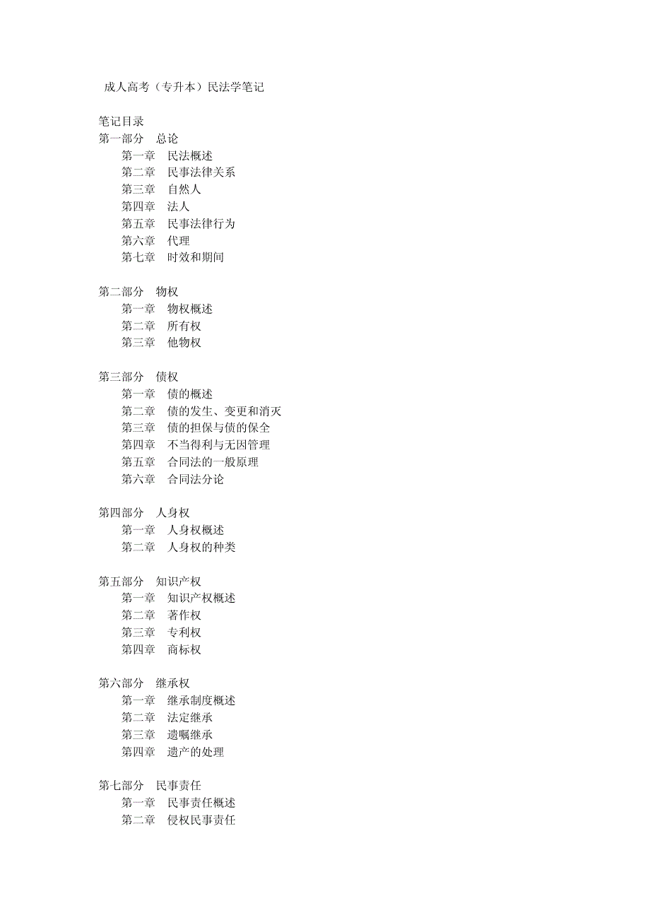 成人高考（专升本）名法学复习资料_第1页
