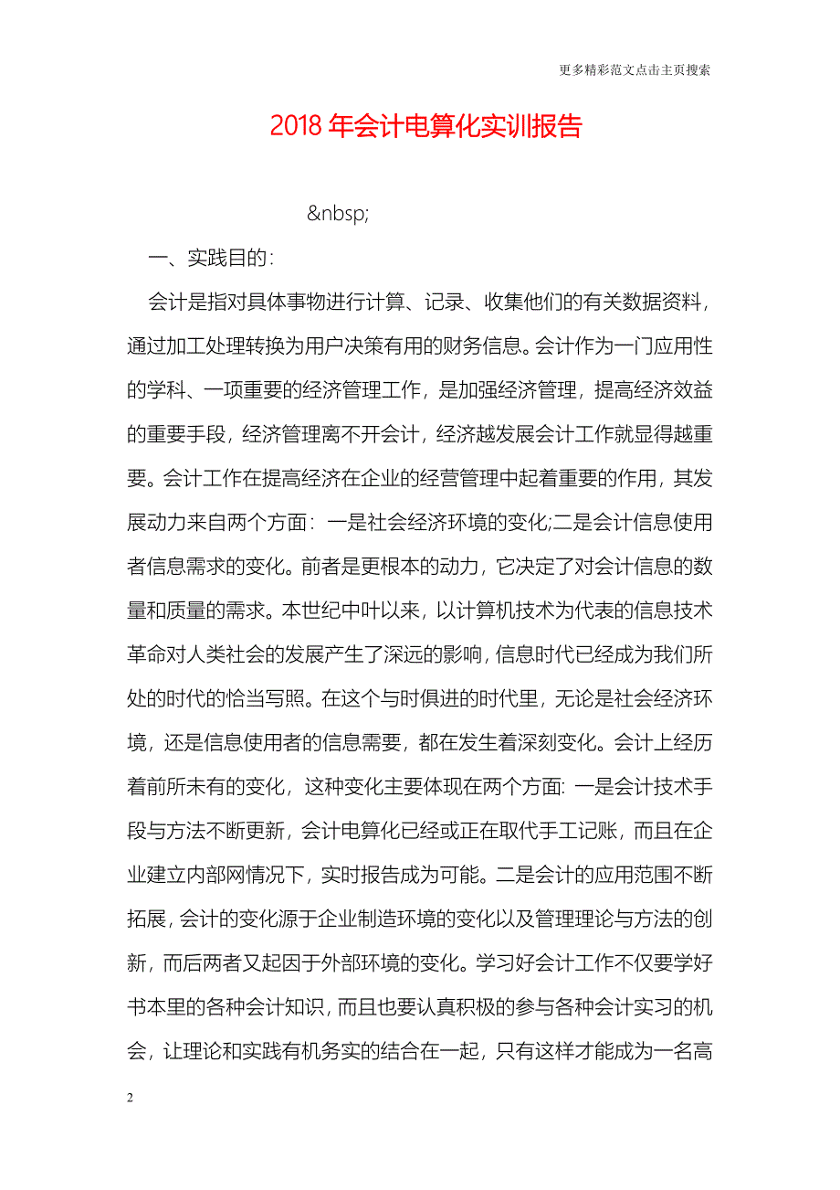 2018年会计电算化实训报告_第2页