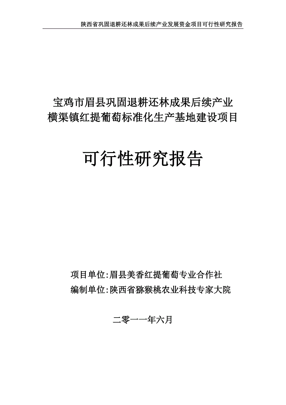 红提葡萄标准化生产基地可研报告（终稿)_第1页