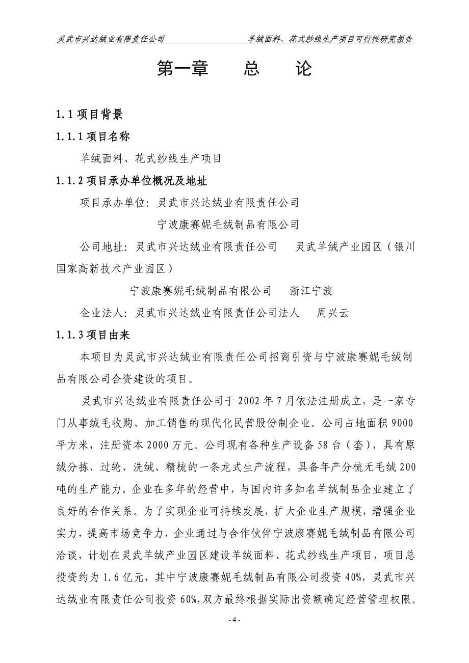 羊绒面料、花式纱线生产项目可行性研究报告_第5页