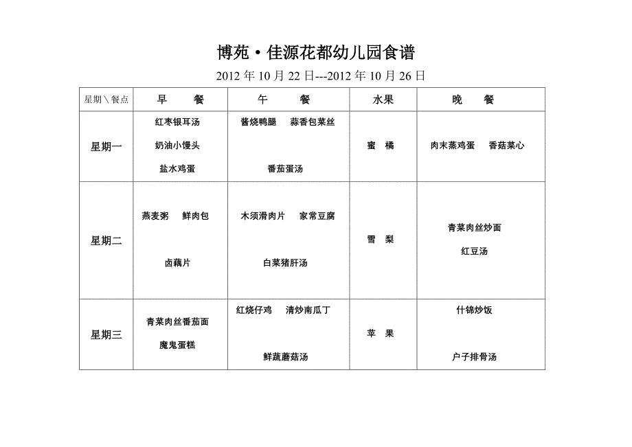 博苑&#183;佳源花都幼儿园食谱_第1页