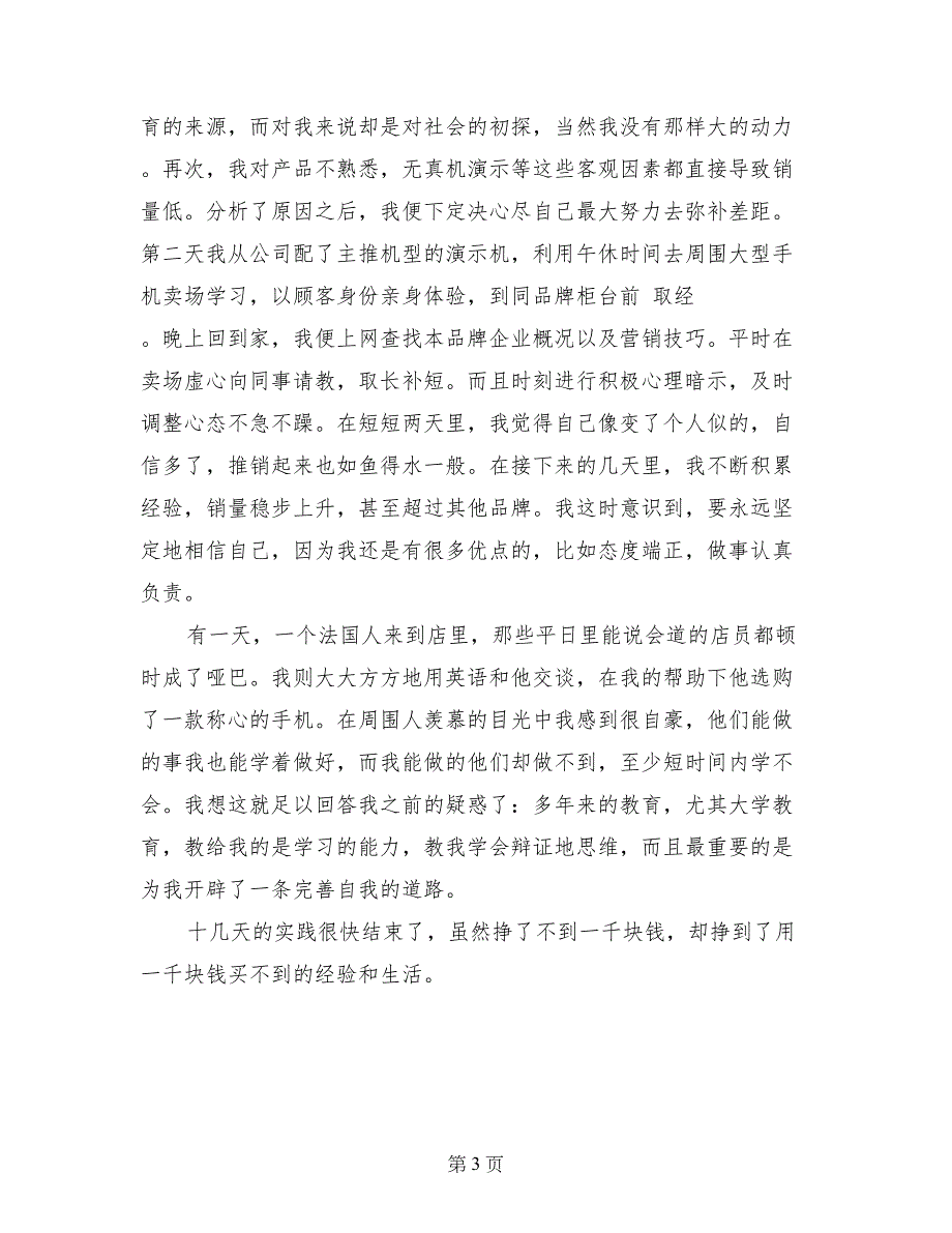 大学生家电促销暑假社会实践报告例文_第3页