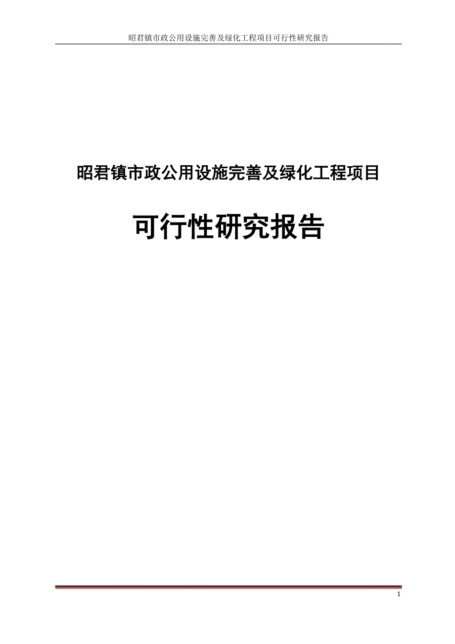 昭君镇市政公用设施完善及绿化工程项目可行性研究报告_第1页